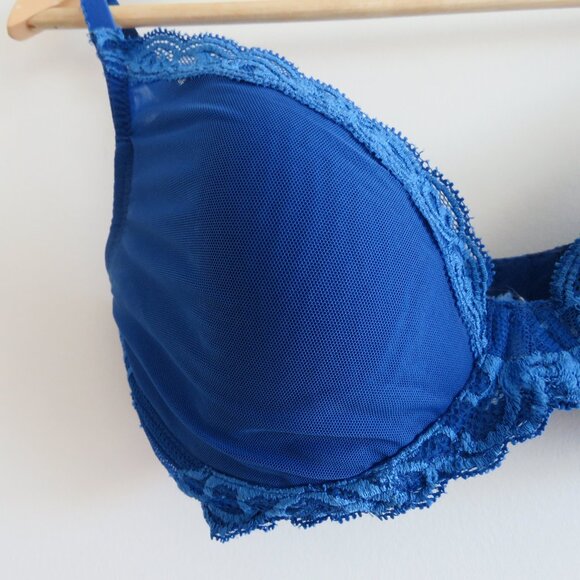NATORI Feathers Plunge Lace T Shirt Bra in Blue Mesh - Size 34DD - Picture 10 of 10